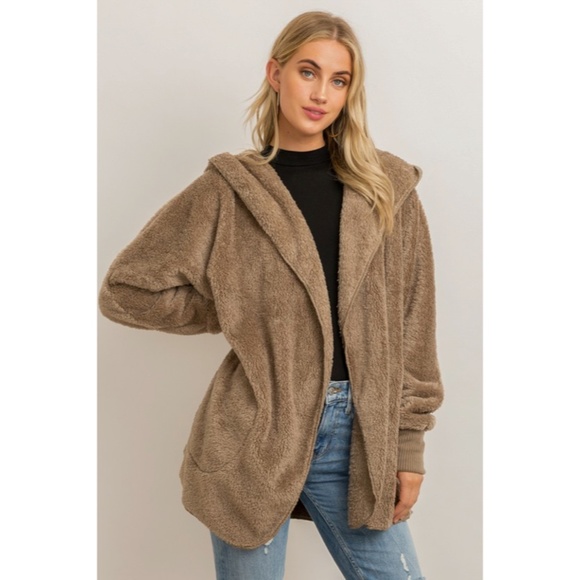 Jackets & Blazers - SOLD OUT Ash Soft Faux Fur Fleece Plush One Size Hooded Cardigan Jacket